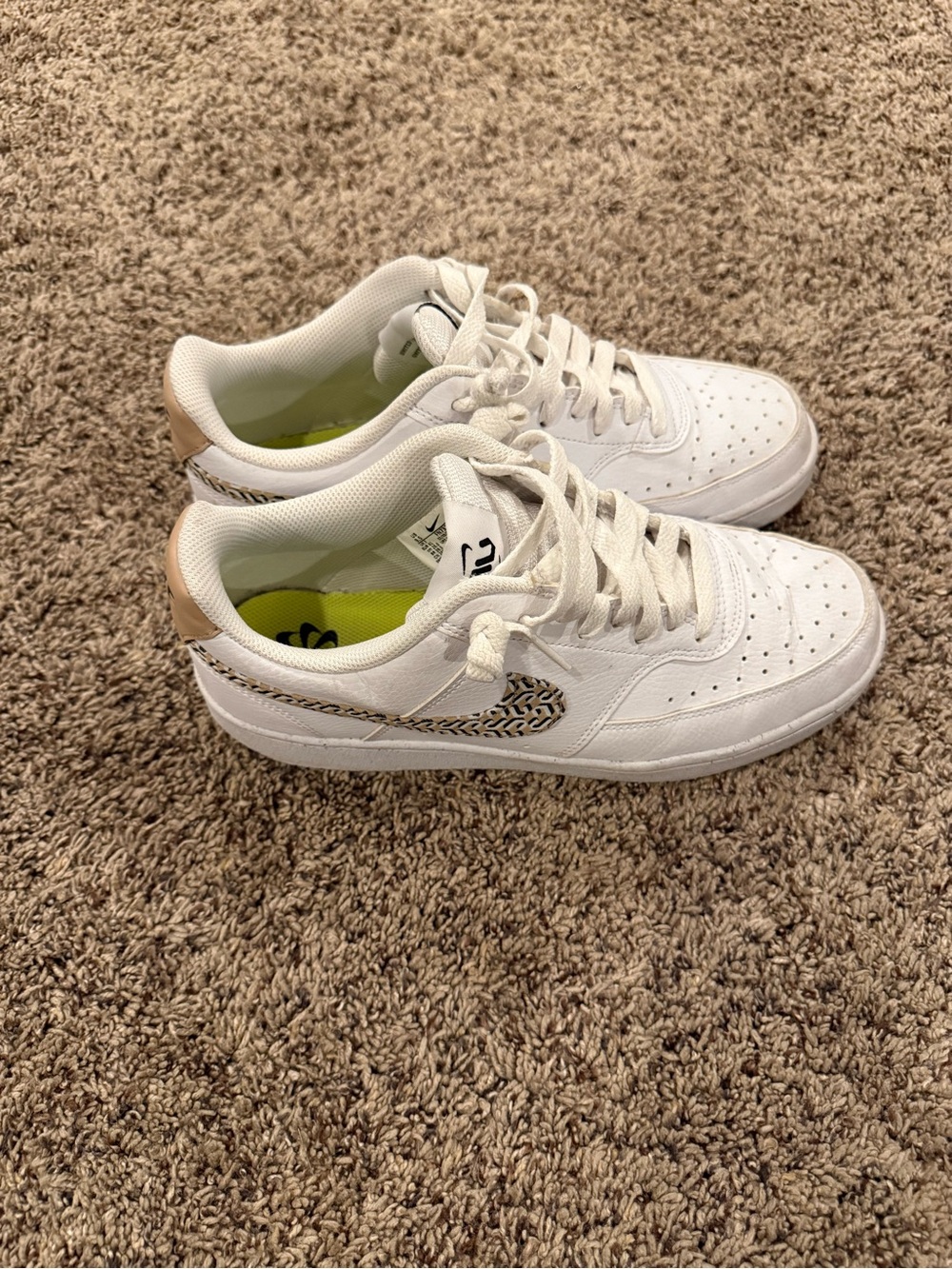 Nike White Air Force 1 with Patterned Swoosh